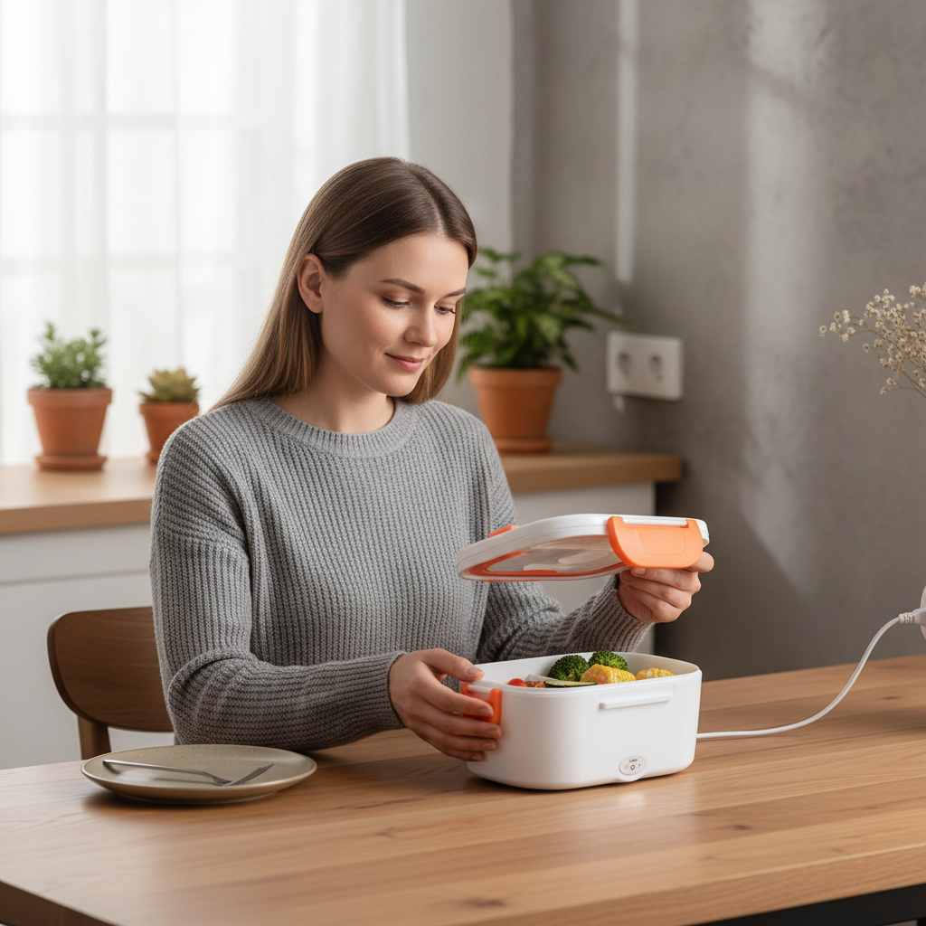 2025 New Electric Heating Lunch Box Portable Travel Car Bento Food Container  220V Fast Heating EU Plug Work Home Use